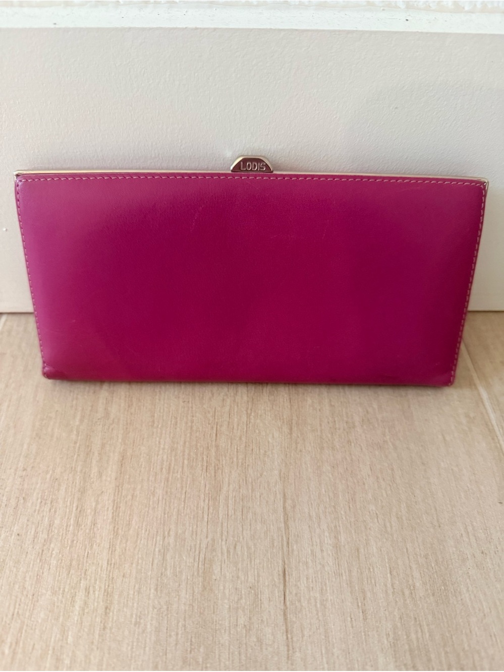 Lodis Bright Fuchsia Leather Clutch